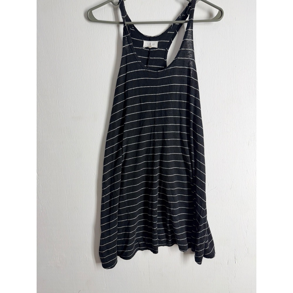 Lou & Grey Striped Racerback Tank Top Black White XS Flowy Scoop Neck Sleeveless